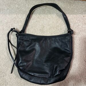 Lucky Brand Classic Leather Black Shoulder Hobo Bag